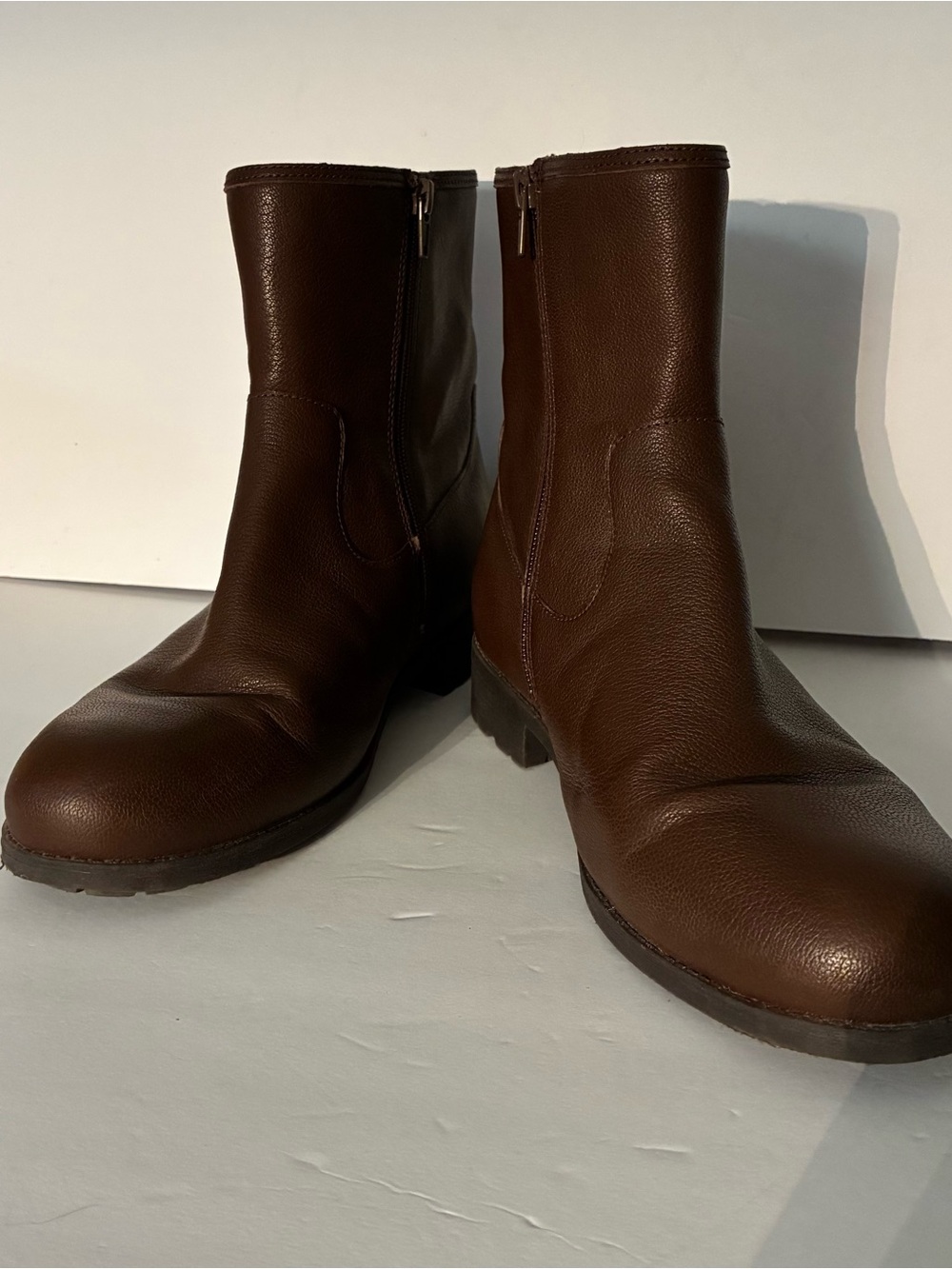 Vionic Brown Leather Side-Zip Ankle Booties New Women’s 10